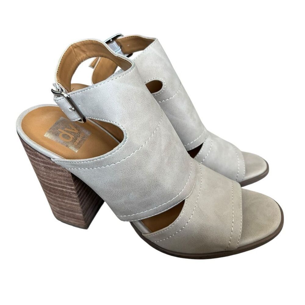 NWOT DOLCE VITA BRISTA TAUPE/GRAY BLOCK HEEL SANDALS WOMENS SIZE 9